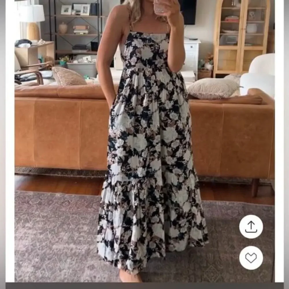 Abercrombie & Fitch Maxi dress XS Babydoll‎ floral cottagecore strappy cotton